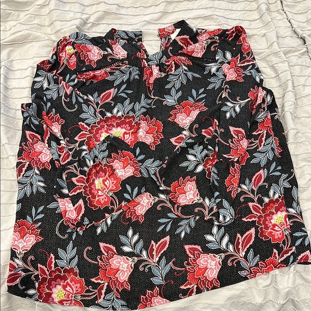 Floral Black and Red Women's Blouse